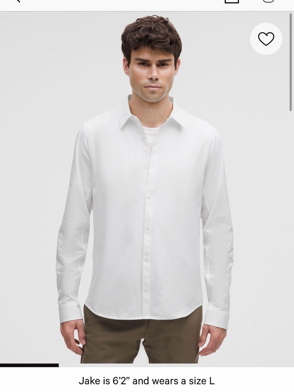 lululemon athletica Men's White Long-Sleeve Button Shirt